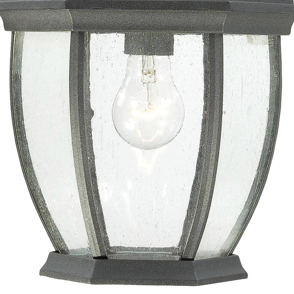Thomas Lighting Covington Matte Metal Outdoor Wall Sconce with Seeded Glass Lantern for Entryways Black 18 inches SL92297