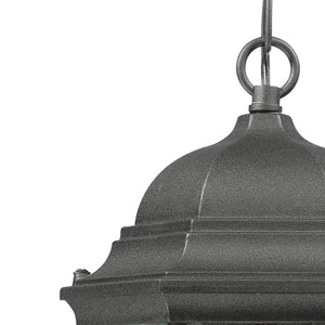 Thomas Lighting Covington Outdoor Seeded Glass Pendant Black Metal Lantern for Porch Entryway SL92337