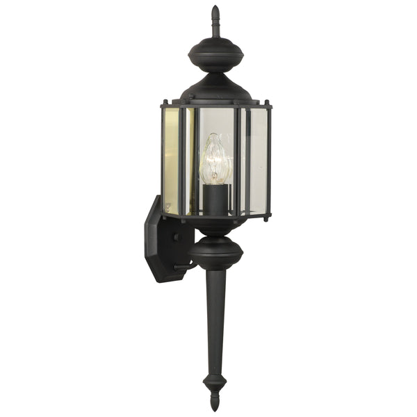 Thomas Lighting Brentwood Lantern Style Outdoor Wall Sconce Matte Black Metal Beveled Glass Porch Light SL92437