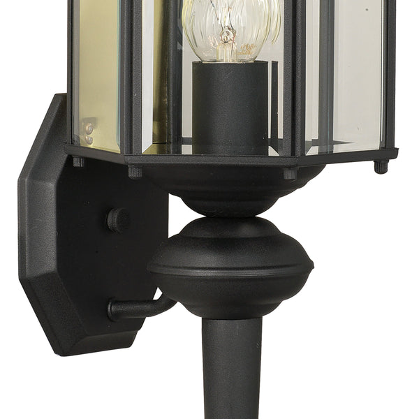 Thomas Lighting Brentwood Lantern Style Outdoor Wall Sconce Matte Black Metal Beveled Glass Porch Light SL92437