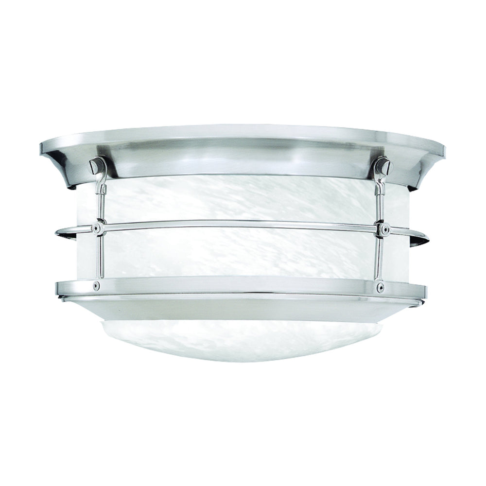Thomas Lighting Verglas Outdoor Cage Flush Mount with Stone Glass Diffusers in Brushed Nickel Finish SL928378