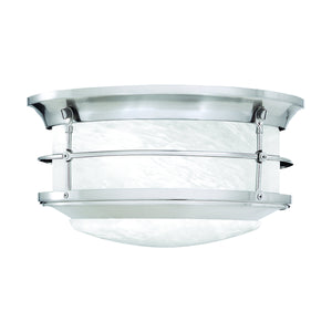 Thomas Lighting Verglas Outdoor Cage Flush Mount with Stone Glass Diffusers in Brushed Nickel Finish SL928378