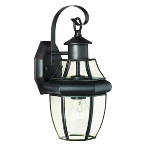 Thomas Lighting Heritage Outdoor Lantern Wall Sconce with Curved Glass Panels and Painted Metal Finish Bronze 13.25 inches SL941363