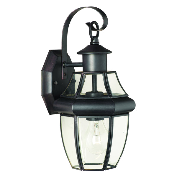Thomas Lighting Heritage Outdoor Lantern Wall Sconce with Curved Glass Panels and Painted Metal Finish Bronze 13.25 inches SL941363