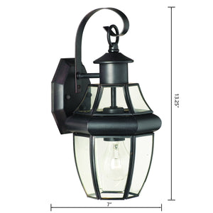 Thomas Lighting Heritage Outdoor Lantern Wall Sconce with Curved Glass Panels and Painted Metal Finish Bronze 13.25 inches SL941363