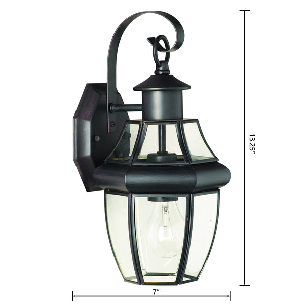 Thomas Lighting Heritage Outdoor Lantern Wall Sconce with Curved Glass Panels and Painted Metal Finish Bronze 13.25 inches SL941363