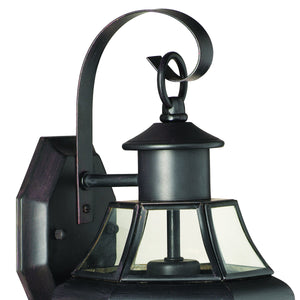 Thomas Lighting Heritage Outdoor Lantern Wall Sconce with Curved Glass Panels and Painted Metal Finish Bronze 13.25 inches SL941363