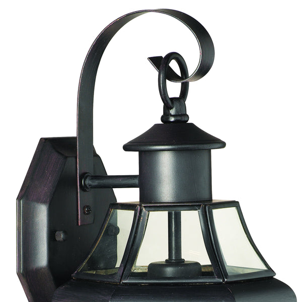 Thomas Lighting Heritage Outdoor Lantern Wall Sconce with Curved Glass Panels and Painted Metal Finish Bronze 13.25 inches SL941363