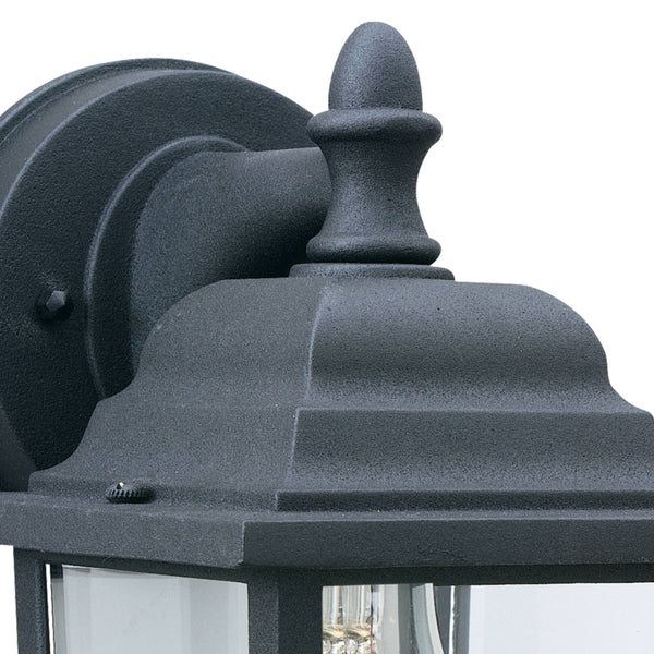 Thomas Lighting Hawthorne Matte Metal Outdoor Wall Sconce Traditional Lantern Glass Panel Porch Light Black 8.5 inches SL94227