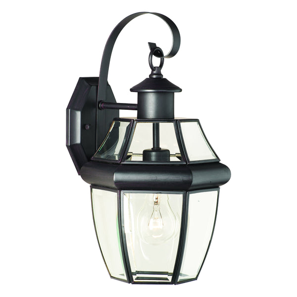 Thomas Lighting Heritage Outdoor Lantern Wall Sconce with Curved Glass Panels and Painted Metal Finish Bronze 15.75 inches SL942463