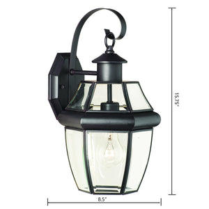 Thomas Lighting Heritage Outdoor Lantern Wall Sconce with Curved Glass Panels and Painted Metal Finish Bronze 15.75 inches SL942463