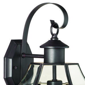Thomas Lighting Heritage Outdoor Lantern Wall Sconce with Curved Glass Panels and Painted Metal Finish Bronze 15.75 inches SL942463