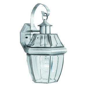 Thomas Lighting Heritage Outdoor Lantern Wall Sconce with Curved Glass Panels and Painted Metal Finish Nickel 15.75 inches SL942478