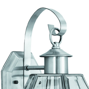 Thomas Lighting Heritage Outdoor Lantern Wall Sconce with Curved Glass Panels and Painted Metal Finish Nickel 15.75 inches SL942478