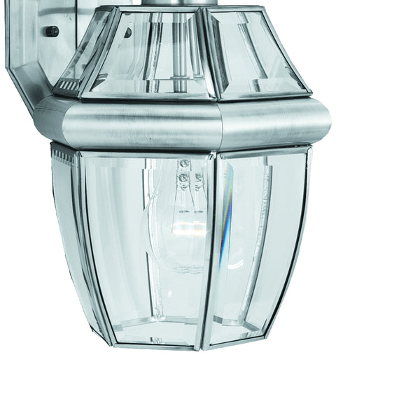 Thomas Lighting Heritage Outdoor Lantern Wall Sconce with Curved Glass Panels and Painted Metal Finish Nickel 15.75 inches SL942478