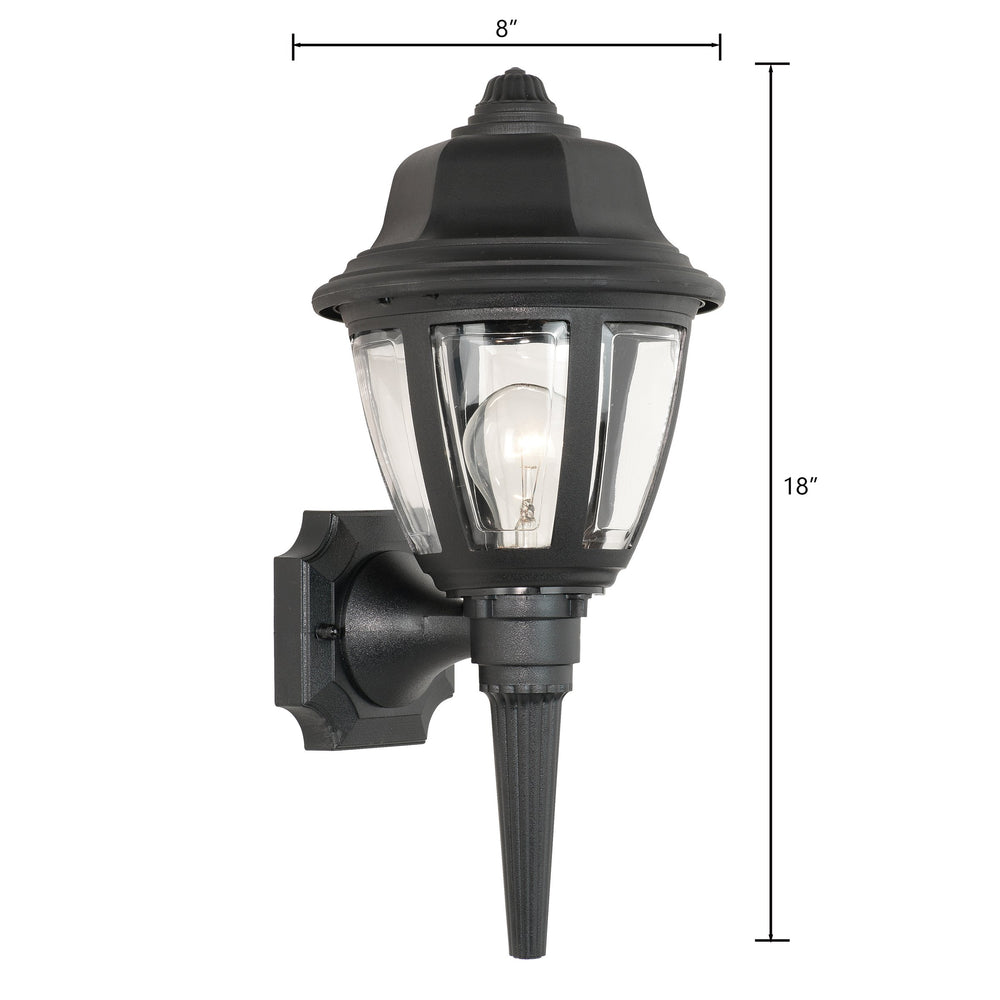 Thomas Lighting Capi Matte Black Lantern Outdoor Wall Sconce with Beveled Glass and Tiered Metal Cap SL94427