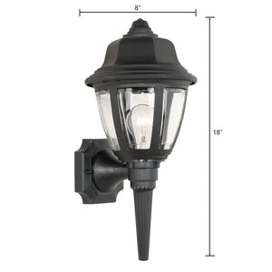 Thomas Lighting Capi Matte Black Lantern Outdoor Wall Sconce with Beveled Glass and Tiered Metal Cap SL94427