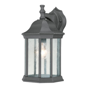 Thomas Lighting Hawthorne Matte Metal Outdoor Wall Sconce Traditional Lantern Glass Panel Porch Light Black 14 inches SL94527