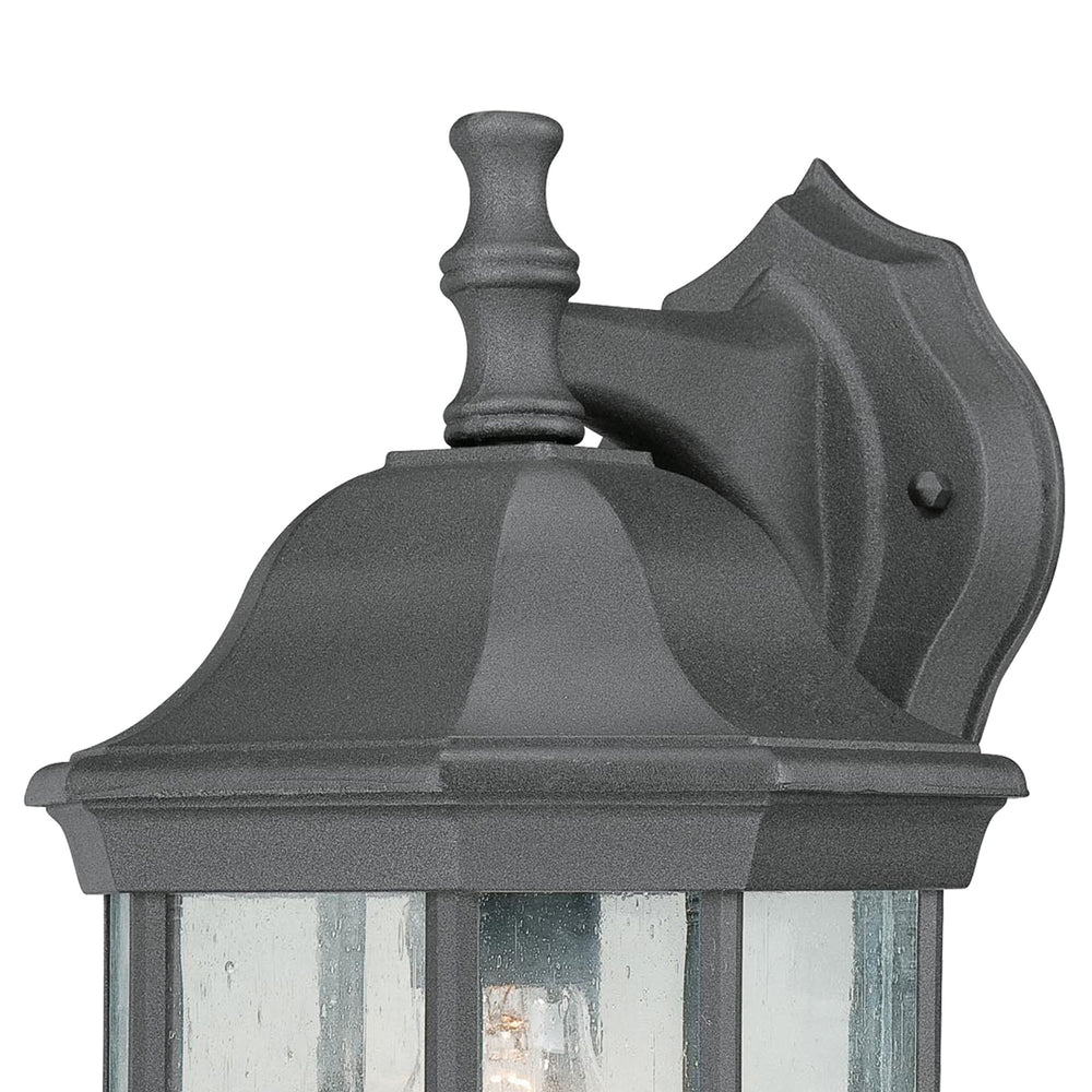 Thomas Lighting Hawthorne Matte Metal Outdoor Wall Sconce Traditional Lantern Glass Panel Porch Light Black 14 inches SL94527