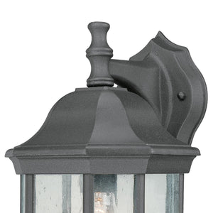 Thomas Lighting Hawthorne Matte Metal Outdoor Wall Sconce Traditional Lantern Glass Panel Porch Light Black 14 inches SL94527