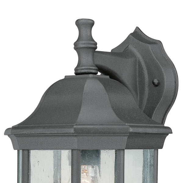 Thomas Lighting Hawthorne Matte Metal Outdoor Wall Sconce Traditional Lantern Glass Panel Porch Light Black 14 inches SL94527