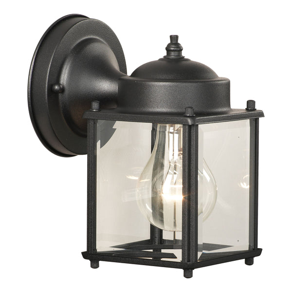 Thomas Lighting Tipton Outdoor Wall Sconce Matte Metal Box Frame Glass Panel Entryway Porch Light Black SL94697