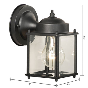 Thomas Lighting Tipton Outdoor Wall Sconce Matte Metal Box Frame Glass Panel Entryway Porch Light Black SL94697