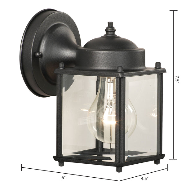 Thomas Lighting Tipton Outdoor Wall Sconce Matte Metal Box Frame Glass Panel Entryway Porch Light Black SL94697