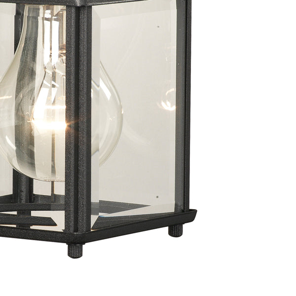 Thomas Lighting Tipton Outdoor Wall Sconce Matte Metal Box Frame Glass Panel Entryway Porch Light Black SL94697