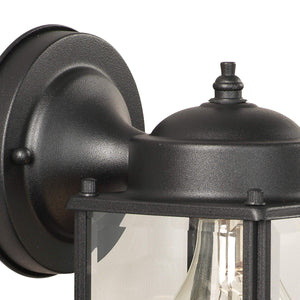 Thomas Lighting Tipton Outdoor Wall Sconce Matte Metal Box Frame Glass Panel Entryway Porch Light Black SL94697