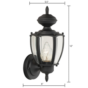Thomas Lighting Park Avenue Outdoor Wall Sconce Beveled Glass Traditional Black Metal Porch Light SL94717
