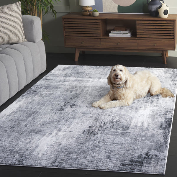Safavieh Slate Modern Grey Ivory Runner Rug — Low-Profile, Durable Power-Loomed Texture For Hallways 2'-0" x 8'-0" SLA702F-28