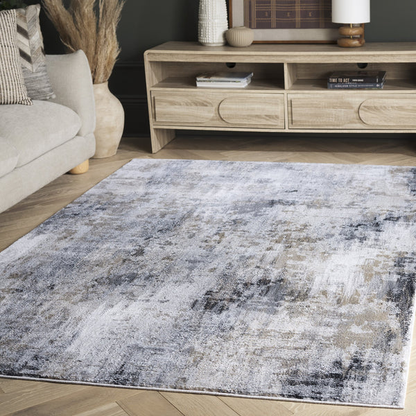 Safavieh Slate Modern Round Area Rug In Slate Grey And Brown Ivory Tones — Low-Profile, Durable, Soft Texture 6'-7" x 6'-7" SLA702G-7R
