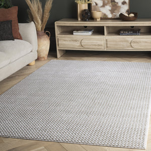 Safavieh Slate Contemporary Beige & Ivory Grey Area Rug, Power-Loomed Turkey, Durable Low-Profile Plush Finish 8'-0" x 10'-0" SLA704B-8