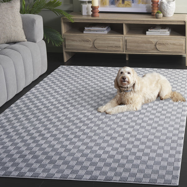 Safavieh Slate Contemporary Grey Ivory-Black Area Rug — Low-Profile Durable Power-Loomed Turkish Design 8'-0" x 10'-0" SLA706F-8
