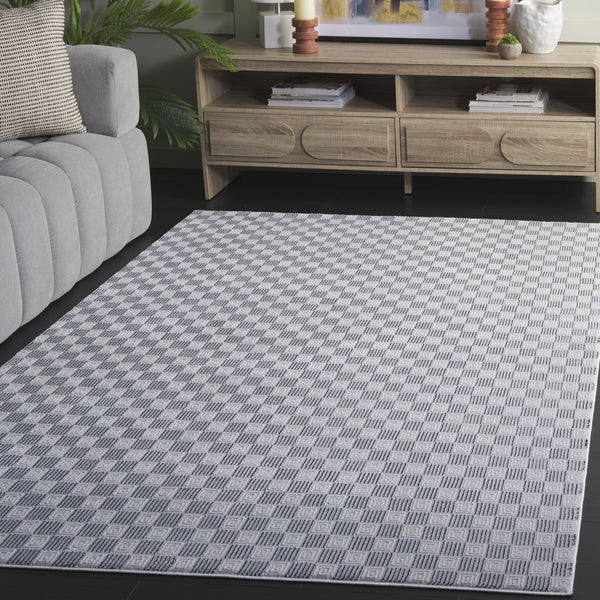 Safavieh Slate Modern Grey And Ivory-Black Area Rug — Low Pile, Power-Loomed Comfort With Durable Softness 4'-0" x 6'-0" SLA706F-4