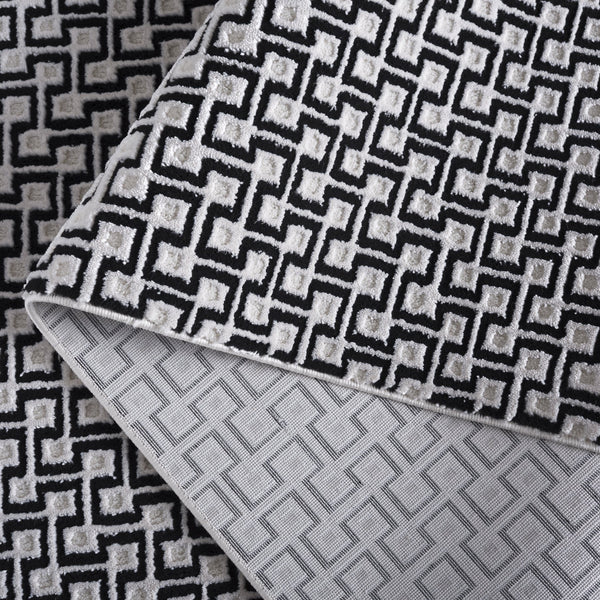 Safavieh Slate Contemporary Ivory And Black Runner Rug — Power-Loomed In Turkey, Durable Low-Profile Comfort 2'-0" x 8'-0" SLA708A-28