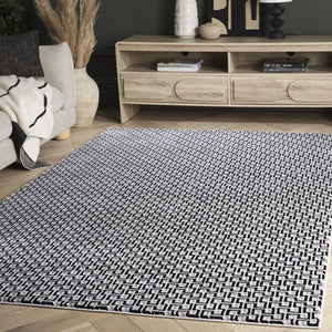 Safavieh Slate Contemporary Ivory And Black Runner Rug — Power-Loomed In Turkey, Durable Low-Profile Comfort 2'-0" x 8'-0" SLA708A-28