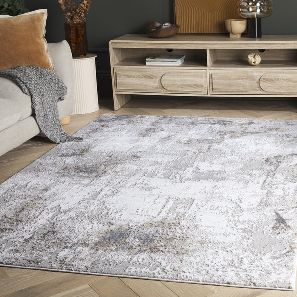 Safavieh Slate Contemporary Grey Ivory-Brown Area Rug — Low-Profile, Durable Power-Loomed Turkish Construction 5'-3" x 7'-6" SLA710F-5
