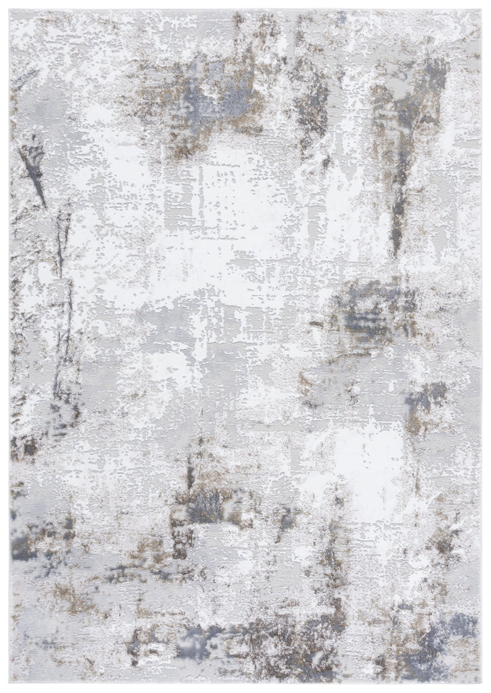 Safavieh Slate Round Area Rug In Gray & Ivory-Brown — Power-Loomed Turkey, Soft 0.5" Pile, Stain-Resistant Style 6'-7" x 6'-7" SLA710F-7R