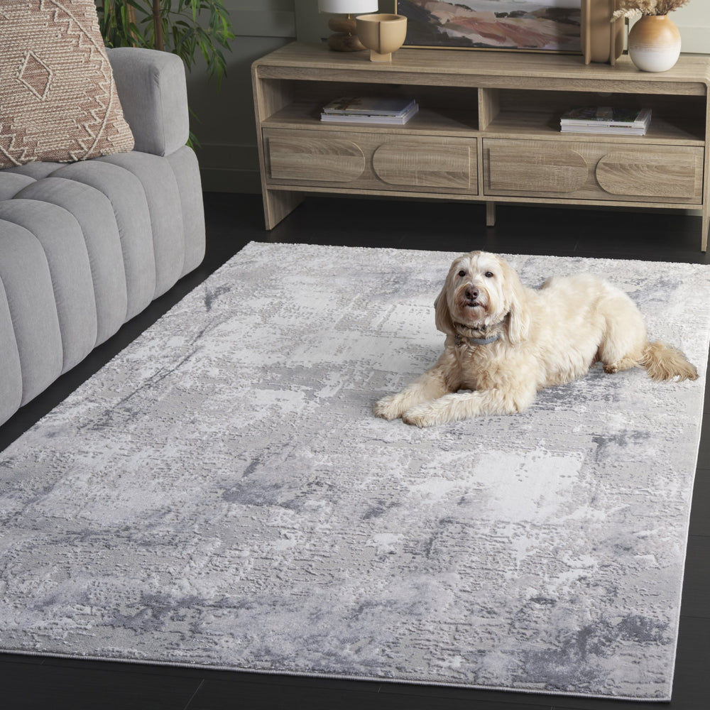 Safavieh Slate Contemporary Grey And Ivory Square Area Rug — Low-Profile Pile, Durable Power-Loomed Turkish Weave 6'-7" x 6'-7" SLA710G-7SQ