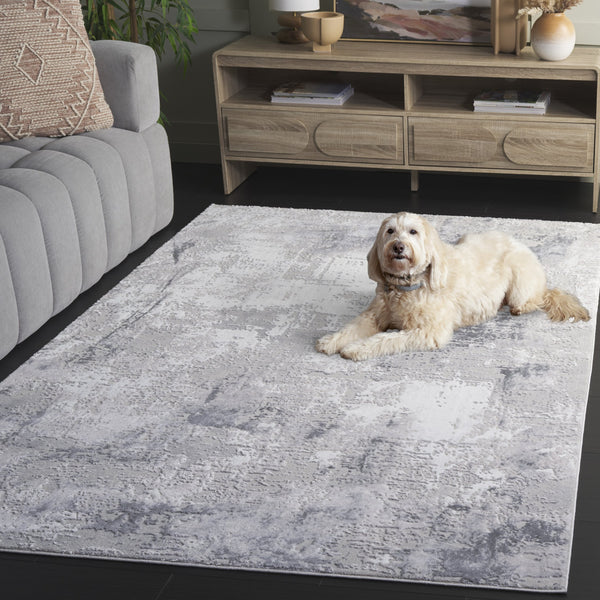 Safavieh Slate Round Area Rug In Grey & Ivory — Power-Loomed Turkish Craftsmanship, Low-Profile Soft Texture 6'-7" x 6'-7" SLA710G-7R