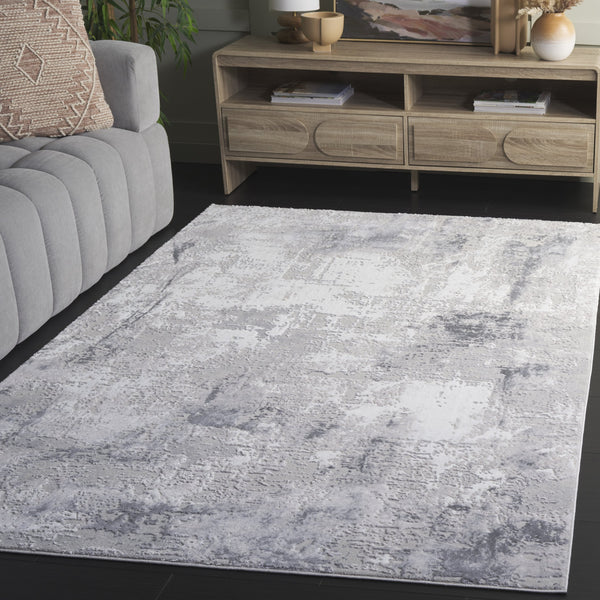 Safavieh Slate Round Area Rug In Grey & Ivory — Power-Loomed Turkish Craftsmanship, Low-Profile Soft Texture 6'-7" x 6'-7" SLA710G-7R