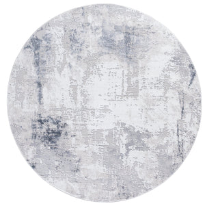 Safavieh Slate Round Area Rug In Grey & Ivory — Power-Loomed Turkish Craftsmanship, Low-Profile Soft Texture 6'-7" x 6'-7" SLA710G-7R