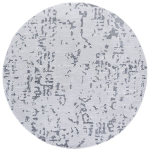 Safavieh Slate Round Grey Area Rug — Power‑Loomed Turkish Construction, Low 1/2" Pile, Durable Soft Blend, Contemporary Design 6'-7" x 6'-7" SLA718F-7R