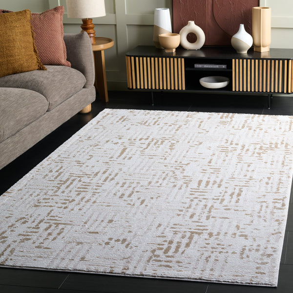 Safavieh Slate Contemporary Round Area Rug In Ivory & Taupe — Low-Profile, Durable Power-Loomed Design 6'-7" x 6'-7" SLA719E-7R
