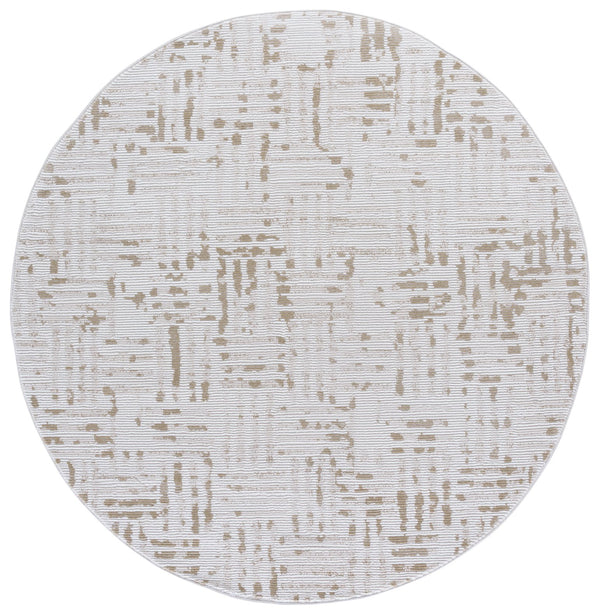 Safavieh Slate Contemporary Round Area Rug In Ivory & Taupe — Low-Profile, Durable Power-Loomed Design 6'-7" x 6'-7" SLA719E-7R