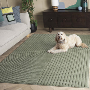 Safavieh Selena Modern Area Rug – Exquisite Turkish Craftsmanship With Concentric Circle Design For Any Space Green Polypropylene Sle674y-5