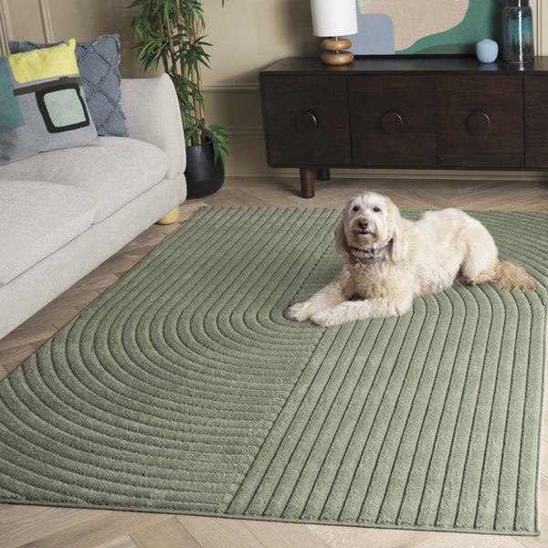 Safavieh Selena Modern Area Rug – Exquisite Turkish Craftsmanship With Concentric Circle Design For Any Space Green Polypropylene Sle674y-5