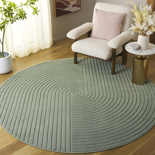 Safavieh Selena Modern Area Rug – Exquisite Turkish Craftsmanship With Concentric Circle Design For Any Space Green Polypropylene Sle674y-5